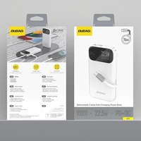 Dudao K31 10000 mAh 22.5W PD portatīvais lādētājs ar iebūvētu kabeli - balta