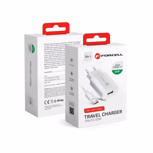 Phone charger Forcell F-Energy USB A QC3.0 2.4A 18W + USB A to USB C cable TFK-TC-1099 white