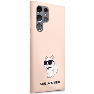 Karl Lagerfeld KLHCS23LSNCHBCP Silicone Choupette vāciņš ierīcei Samsung Galaxy S23 Ultra (S918), rozā
