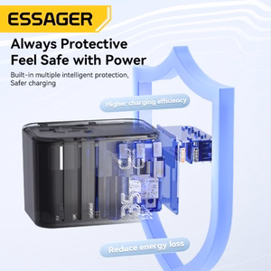 Lādētājs Essager Travel Global 1 Melns 35W (2xPD / 3xQC3.0) (EU / US / UK)