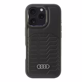 Audi Sintētiskās ādas Magnētiskais iPhone 16 Pro 6.3" melns/melns cietais apvalks AU-TPUPCMIP16P-GT/D3-BK