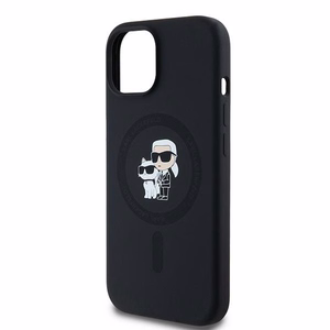 Karl Lagerfeld silikona Karl&Choupette magnētiskais viedtālruņa apvalks iPhone 15 Plus / 14 Plus - melns