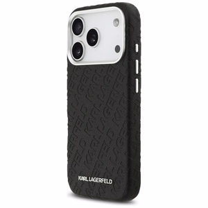 Karl Lagerfeld FW reljefs Karl MagSafe viedtālruņa apvalks iPhone 17 Pro – melns