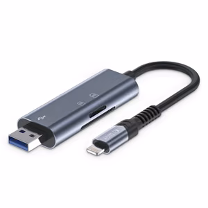 Tech-Protect UltraBoost SD/micro SD karšu lasītājs ar Lightning / USB-A savienotāju - pelēks