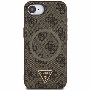 Guess 4G Ring Triangle Logo Magnētiskais viedtālruņa apvalks iPhone 16e - brūns