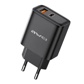 Lādētājs Awei PD81-EU 22,5W USB-A/USB-C melns