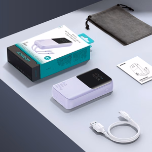 Joyroom JR-PBC07 20000mAh 30W мини пауэрбанк с кабелями USB-C и Lightning - фиолетовый