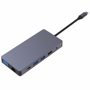 Адаптер USB Type-C — 2x HDMI, VGA, LAN, 3x USB Type-A, SD, TF, USB Type-C PD100W, Aux