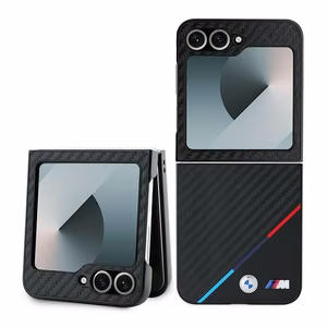 BMW Carbon Tricolor viedtālruņa apvalks Samsung Galaxy Z Flip 6 - melns