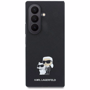 Melns Karl Lagerfeld Saffiano Karl & Choupette Pin vāciņš Samsung Galaxy Z Fold8 Ultra tālrunim