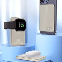 Blavec Portatīvais lādētājs 5000mAh BJ-04 Īpaši Plāns 7,8mm - Type C - 22,5W magnētiskā Magsafe 3 in 1 (PBBJ04-MC5GD) zelta stikls