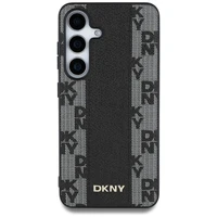 DKNY ādas rūtainā raksta magnētiskais viedtālruņa apvalks Samsung Galaxy S25 - melns
