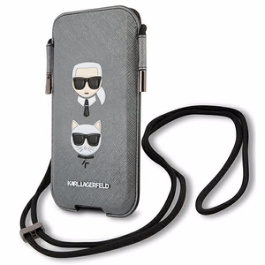 Karl Lagerfeld Saffiano Ikonik Karl&Choupette Head 6.7'' Soma - pelēka