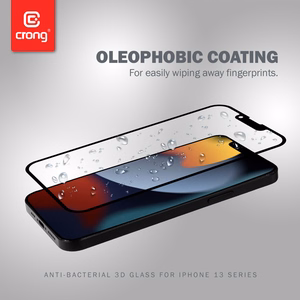Crong Anti-Bacterial 3D Armor Glass 9H rūdīta stikla ekrāna aizsargs iPhone 14 Plus / 13 Pro Max, ar uzstādīšanas rāmi