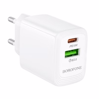 Borofone Lādētājs BN27 USB + Type C - QC 3.0 PD 20W balts