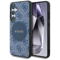 Viedtālruņa apvalks Guess 4G Round Patch Classic Logo MagSafe Samsung Galaxy S25 Plus zils