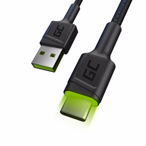 Green Cell KABGC13 – USB-A to USB-C kabelis, USB 2.0, 2 m, melns