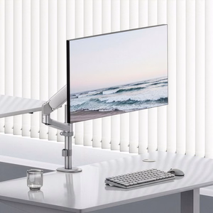 Ergo Office ER-691 W – monitora turētājs ar gāzes atsperi 17–32 collu ekrāniem, 1–10 kg, VESA līdz 100×100, matēti balts