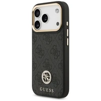 Guess 4G Strass Logo & Big Strap Metal Buttons Magnētiskais viedtālruņa apvalks iPhone 17 Pro - melns