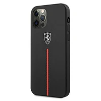 Ferrari FEOMSHCP12LBK iPhone 12 Pro Max melns/melns cietais apvalks Off Track Leather Nylon Stripe