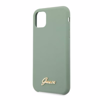 Guess GUHCN65LSLMGKA iPhone 11 Pro Max haki cietais maciņš Silicone Vintage Gold Logo