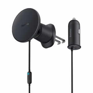 Automašīnas turētājs Baseus CW01_v2 melns (15W / Magsafe saderīgs) (magnētisks / gaisa restītes)