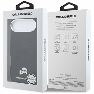 Karl Lagerfeld Karl & Choupette Head Pins Saffiano MagSafe Maciņš for iPhone Air - melns