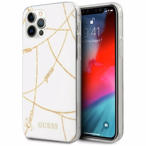 Guess Gold Chain Collection viedtālruņa apvalks iPhone 12 Pro Max 6.7" - balta