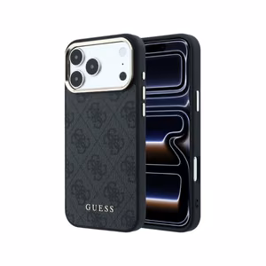 Guess PU Leather 4G Gold Frame MagSafe vāciņš Apple iPhone 18 Pro Max, melns
