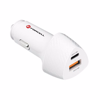 FORCELL F-ENERGY Carbon CC50-1A1C automašīnas lādētājs Type C + USB A PD QC3.0 3A 38W balts