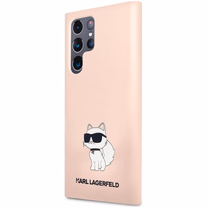 Karl Lagerfeld KLHCS23LSNCHBCP Silicone Choupette vāciņš ierīcei Samsung Galaxy S23 Ultra (S918), rozā