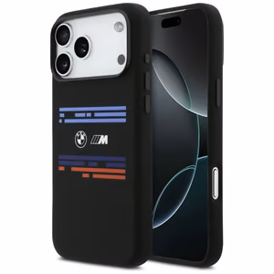 Силиконовый чехол BMW M Horizontal Line MagSafe для iPhone 17 Pro Max - чёрный
