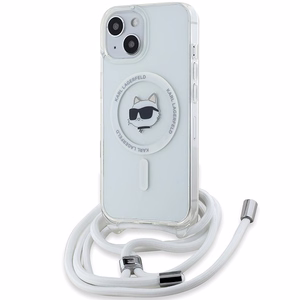 Karl Lagerfeld IML Choupette Head & Cord Magnētiskais viedtālruņa apvalks iPhone 13 / 14 / 15 - caurspīdīgs