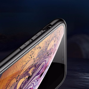 Krāsu stikla viedtālruņa apvalks izturīgs apvalks ar rūdīta stikla aizmuguri un kameras vāciņu iPhone 11 Pro Max raksts 1