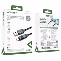 Acefast C15-04 USB-A - USB-C kabelis ar displeju 480Mb/s 66W 1,2 m - melns