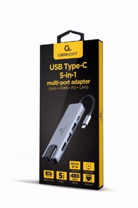 Gembird USB-C uz HDMI/USB3 5in1 adapteris
