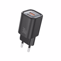 FONENG sienas lādētājs EU71 PD 30W 1xUSB-C + 1xUSB QC3.0 melns