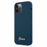 Guess GUHCP12LLSLMGBL iPhone 12 Pro Max 6.7" zils/zils cietais apvalks Metal Logo Script