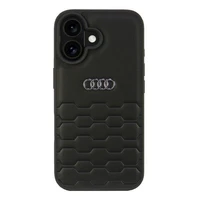 Audi Sintētiskās ādas iPhone 16 6.1" melns/melns cietais apvalks AU-TPUPCIP16-GT/D2-BK