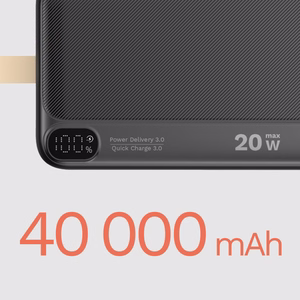 Kruger&Matz 40000 mAh Li-ion ārējais akumulators ar QC un PD