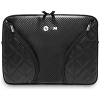 BMW Carbon Pockets & Metal Logo Sleeve 14 collu portativa datora soma - melns
