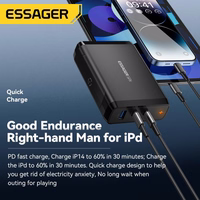 Lādētājs Essager "Peak 2" Melns 140W (2xPD / QC3.0)