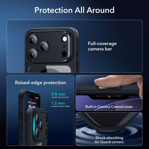 ESR Classic Hybrid MagSafe + закалённое стекло комплект для iPhone 17 Pro - прозрачный чёрный