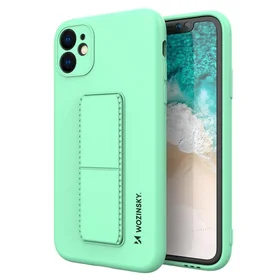 Wozinsky Kickstand Case iPhone 12 Pro silikona viedtālruņa apvalks ar statīvu piparmētru