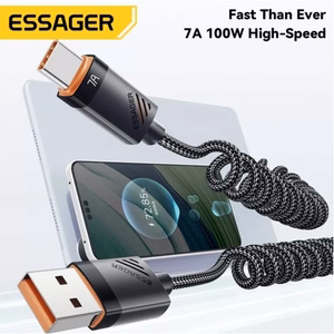 USB Kabelis Essager Chuan3 melns Type-C 180cm (lidz 7A)
