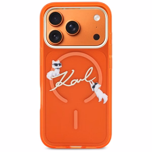 Karl Lagerfeld IML Choupettes Karl Script Logo MagSafe Maciņš for iPhone 17 Pro Max - oranžs