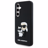 Karl Lagerfeld 3D gumijas Karl&Choupette viedtālruņa apvalks Samsung Galaxy S24 FE - melns