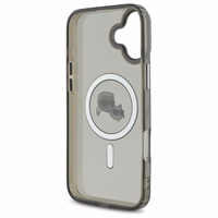 Karl Lagerfeld IML Metal Karl&Choupette Head magnētiskais viedtālruņa apvalks iPhone 16 Plus - melns