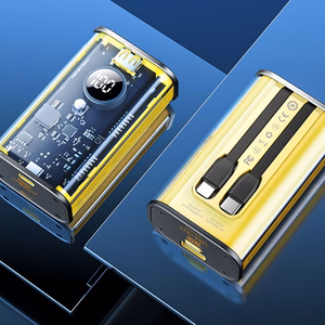 WEKOME WP-345 Vanguard Series ārējais akumulators, 10000 mAh, PD 20 W + QC 22,5 W, ar iebūvētiem USB-C un Lightning kabeļiem, dzeltens