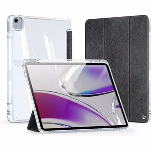 DUX DUCIS planšetdatora maciņš (m) UNID saliekams ar zīmuli uzglabāšanas vietu iPad Air 13 (2024) / iPad Pro 12.9 (2018/2020/2021/2022) melns